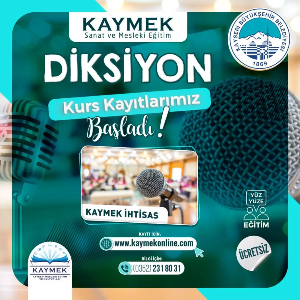 BÜYÜKŞEHİR KAYMEK'TEN DİKSİYON KURSU
