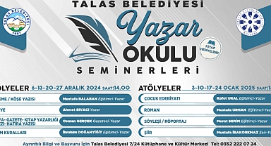 TALAS'TA YAZAR OKULU SEMİNERLERİ BAŞLIYOR